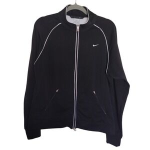 Nike Team Dri fit Jacket XL Black Full Zip Pockets Mock Neck Modern Fit Logo